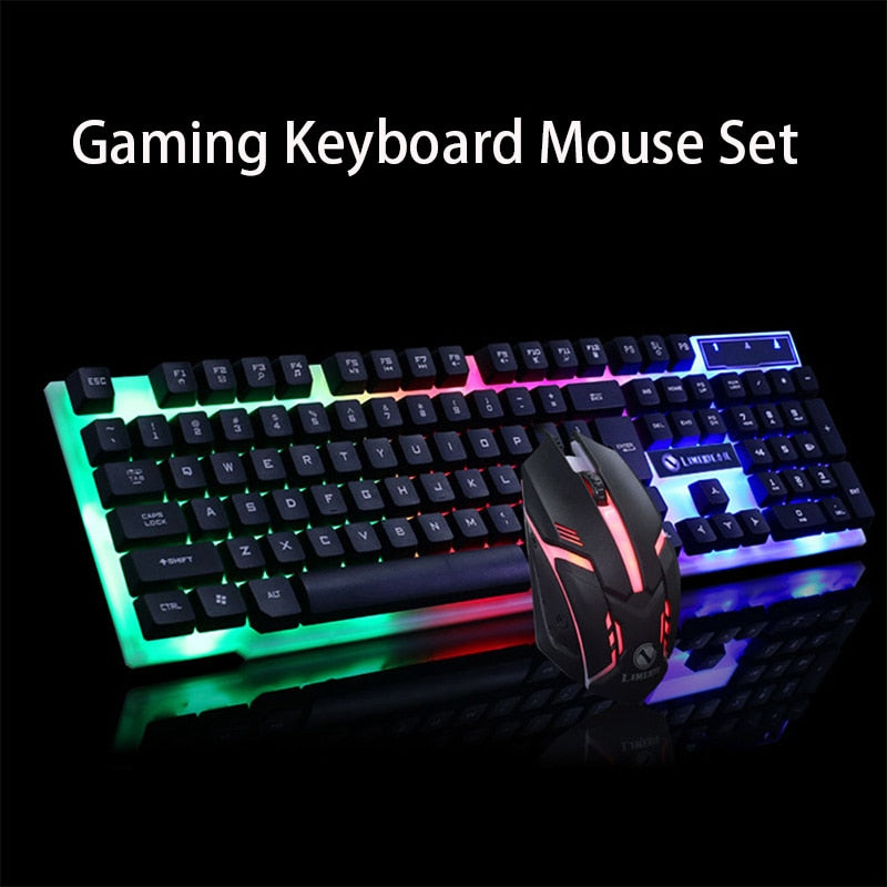 lighted keyboard and mouse